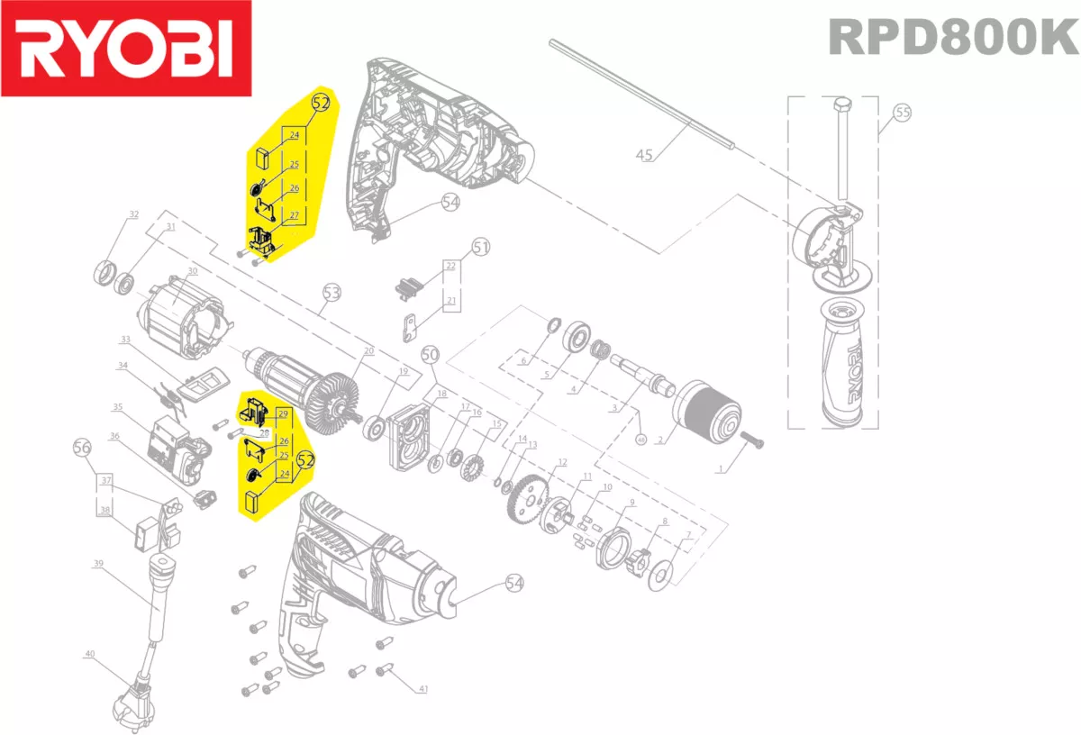 Balais charbon réf. 5131031903 Ryobi